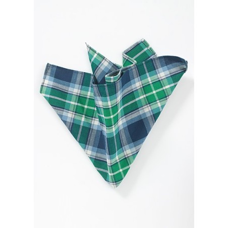 Green and Blue Pocket Square in Cotton