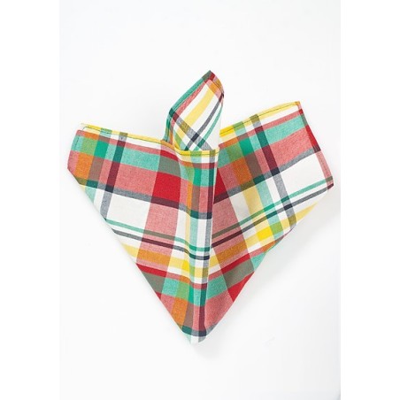 Colorful Madras Pocket Square in Cotton