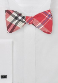 Cotton Plaid Bow Tie in Summer Reds