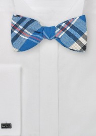 Madras Bow Tie in Royal Blue