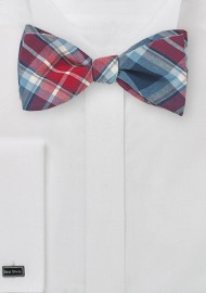 Red and Navy Plaid Bow Tie