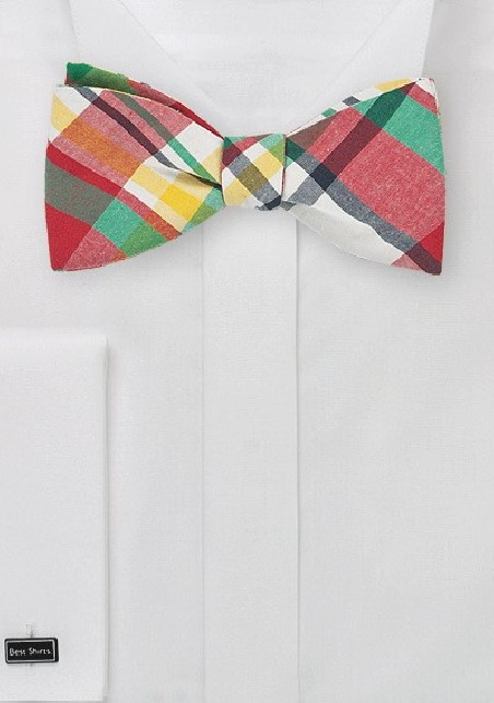 Summer Madras Bow Tie in Self Tie Style