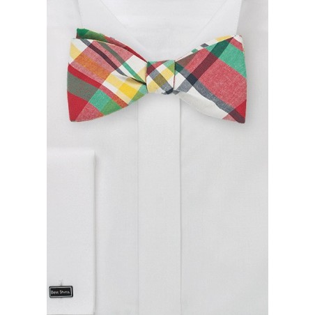 Summer Madras Bow Tie in Self Tie Style