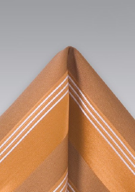 Burnt Orange Striped Pocket Square