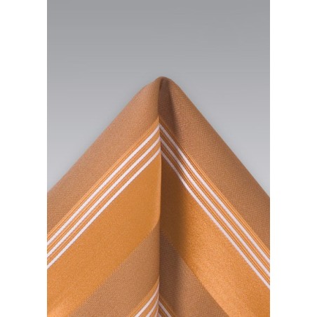 Burnt Orange Striped Pocket Square