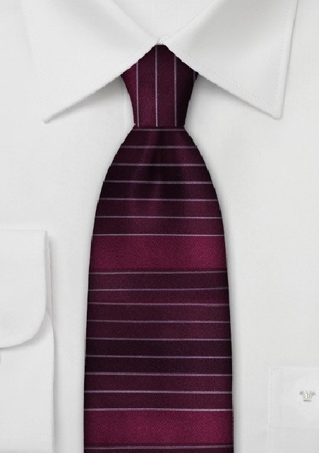 Horizontal Striped Silk Tie in Rich Reds