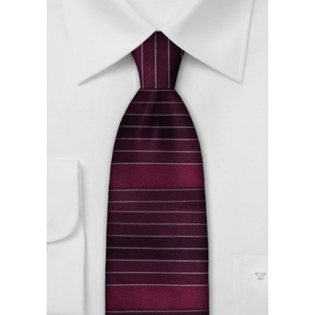 Horizontal Striped Silk Tie in Rich Reds