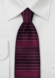 Horizontal Striped Silk Tie in Rich Reds