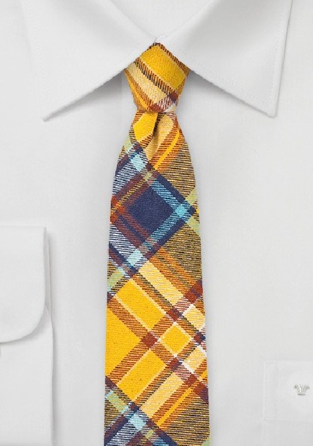 Golden Yellow Flannel Plaid Tie