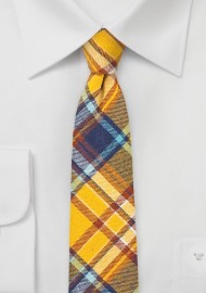 Golden Yellow Flannel Plaid Tie