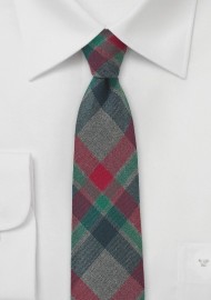 Winter Flannel Necktie in Red, Green, Charcoal