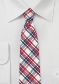 Red, Navy, and Cream Checkered Tie