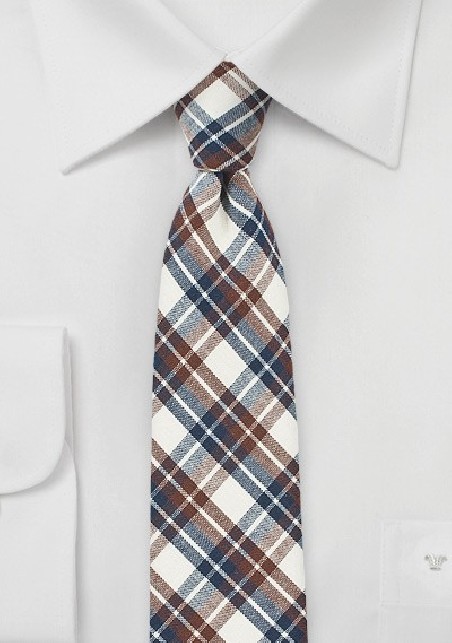 Brown, Navy, and Beige Cotton Summer Tie