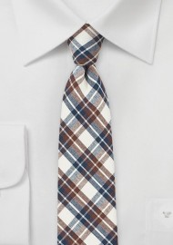 Brown, Navy, and Beige Cotton Summer Tie