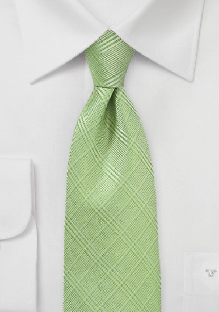Trendy Plaid Tie in Sap Green
