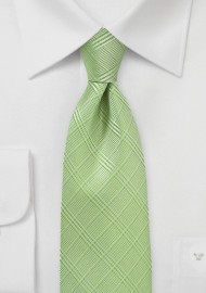 Trendy Plaid Tie in Sap Green