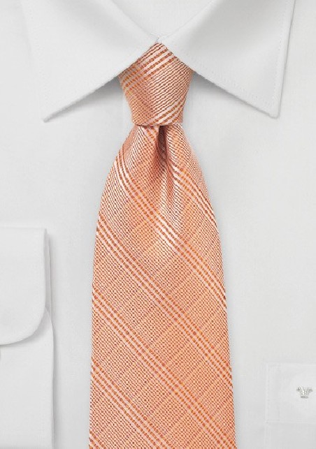 Plaid Necktie in Pastel Orange