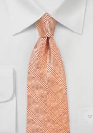 Plaid Necktie in Pastel Orange