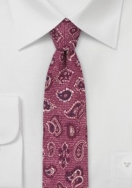 Wool Paisley Tie in Wine Red