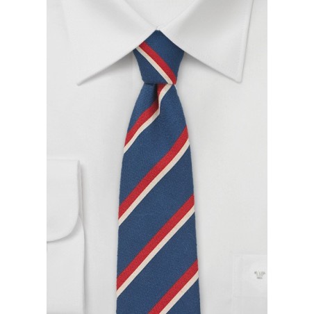 Vintage Print Skinny Tie with Stripes