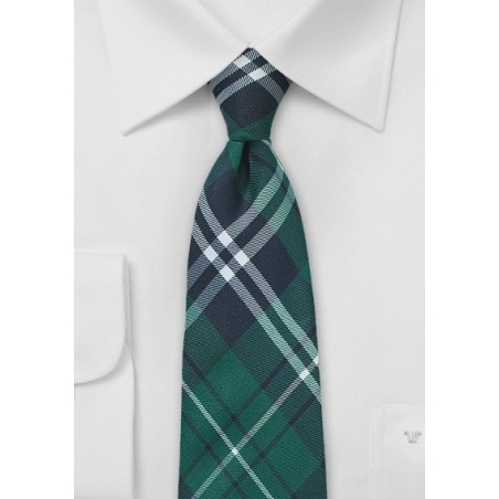 Forest Green Plaid Cotton Tie