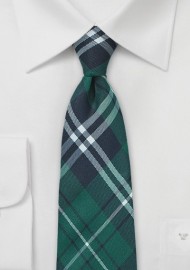 Forest Green Plaid Cotton Tie