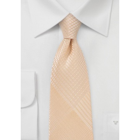 Men's Necktie with fine Check Pattern in Peach Parfait
