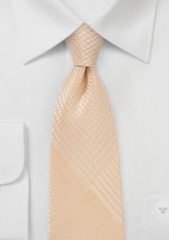 Men's Necktie with fine Check Pattern in Peach Parfait