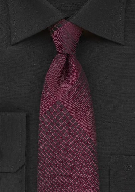 Trendy Plaid Designer Tie in Black and Rosewood