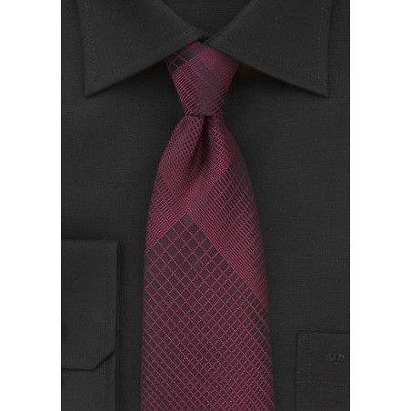 Trendy Plaid Designer Tie in Black and Rosewood