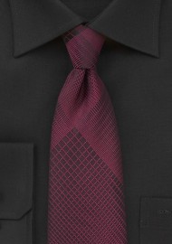 Trendy Plaid Designer Tie in Black and Rosewood