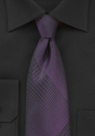Black Tie with Prune Purple Plaid