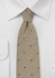 Sand Color Wool Tie with Copper Dots