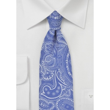 Cotton Paisley Floral Tie in Summer Blue