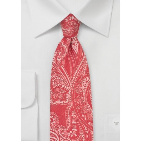 Red Cotton Summer With With Paisley Print