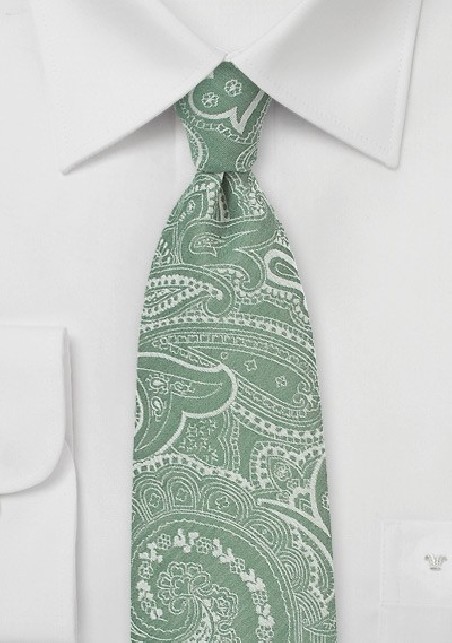 Summer Green Paisley Cotton Tie