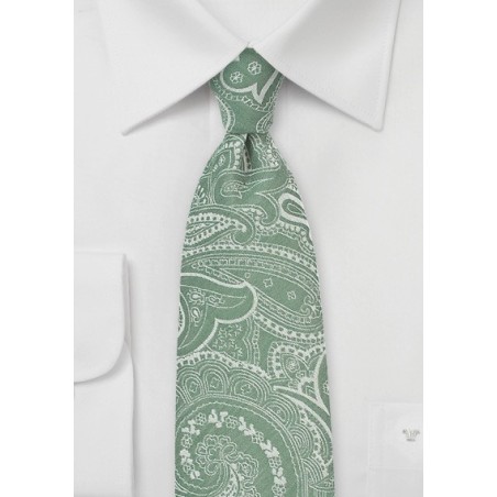 Summer Green Paisley Cotton Tie