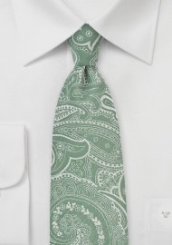 Summer Green Paisley Cotton Tie