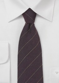 Mahogany Brown Wool Tie with Fine Stripe