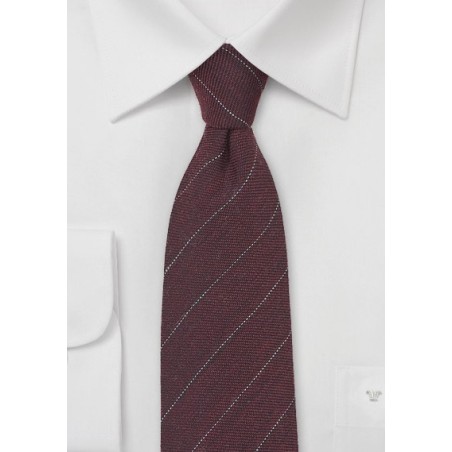 Wool Pencil Stripe Tie in Port Red