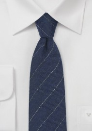 Wool Striped Tie in Navy Blue