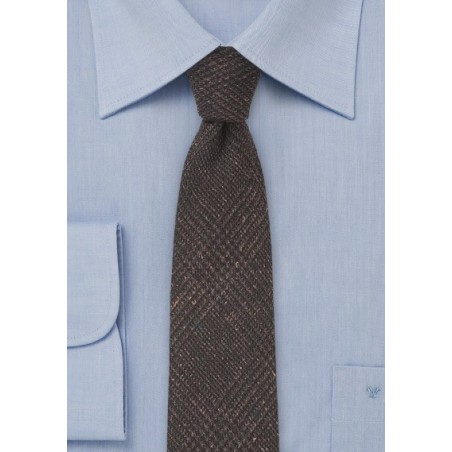 Espresso Brown Wool Print Necktie