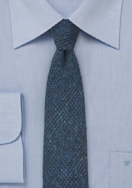 Blue and Teal Wool Print Tie