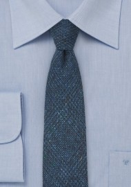 Blue and Teal Wool Print Tie