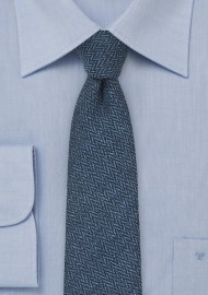 Skinny Herringbone Tie in Indigo