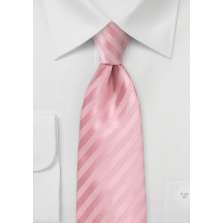 Extra Long Striped Tie in Peony Pink