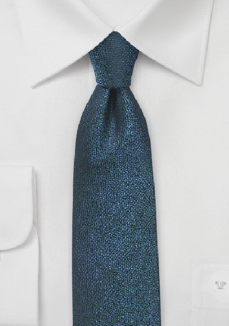 Royal Blue and Black Narrow Silk Tie