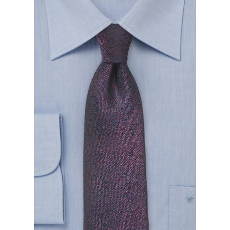 Metallic Sheen Silk Tie in Blue and Red