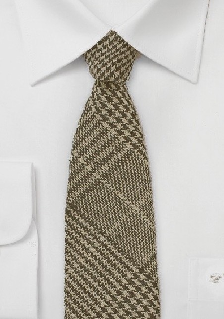Wool Tweed Tie in Brown