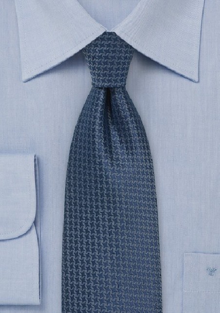 Micro Houndstooth Check Tie in Navy